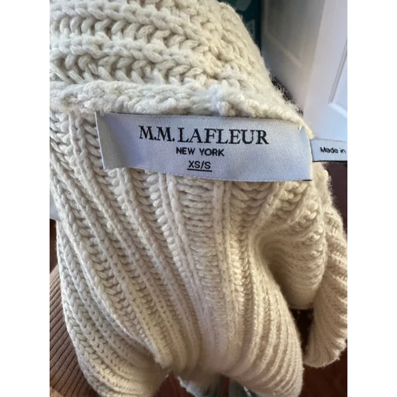 Women's M.M. LaFleur Cream Ribbed Knit Cardigan XS/S - Picture 6 of 6
